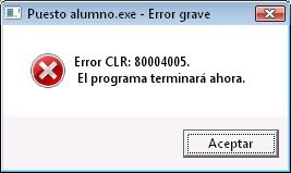 Error CLR 80004005