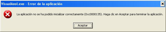 La aplicación no se ha podido inicializar correctamente (0xc0000135)