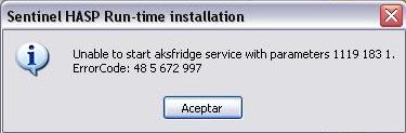 Unable to start aksfridge service with parameters 1119 183 1